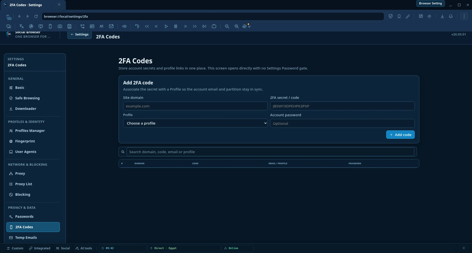 2FA Code Manager