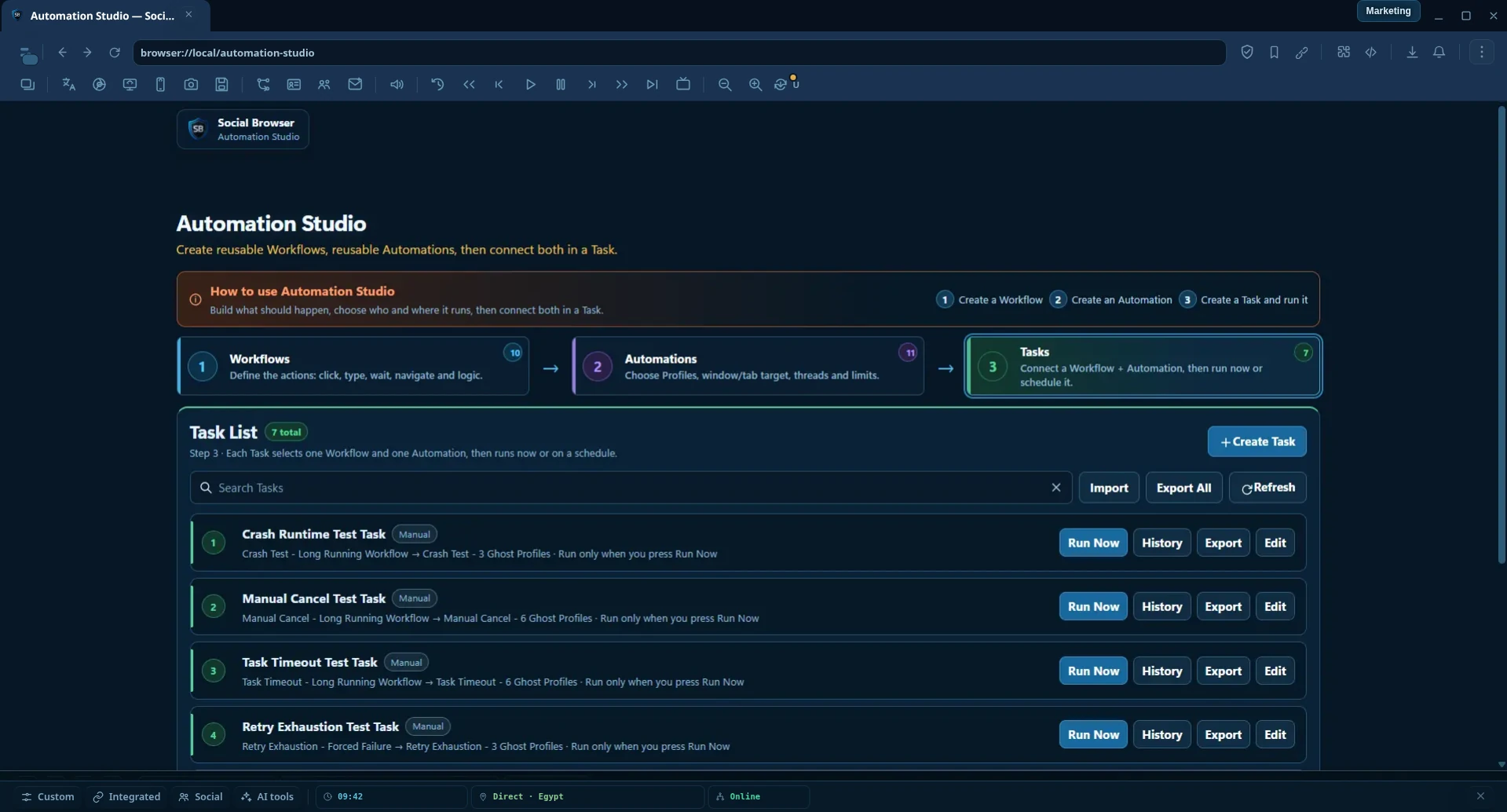 Automation Studio — Automation List