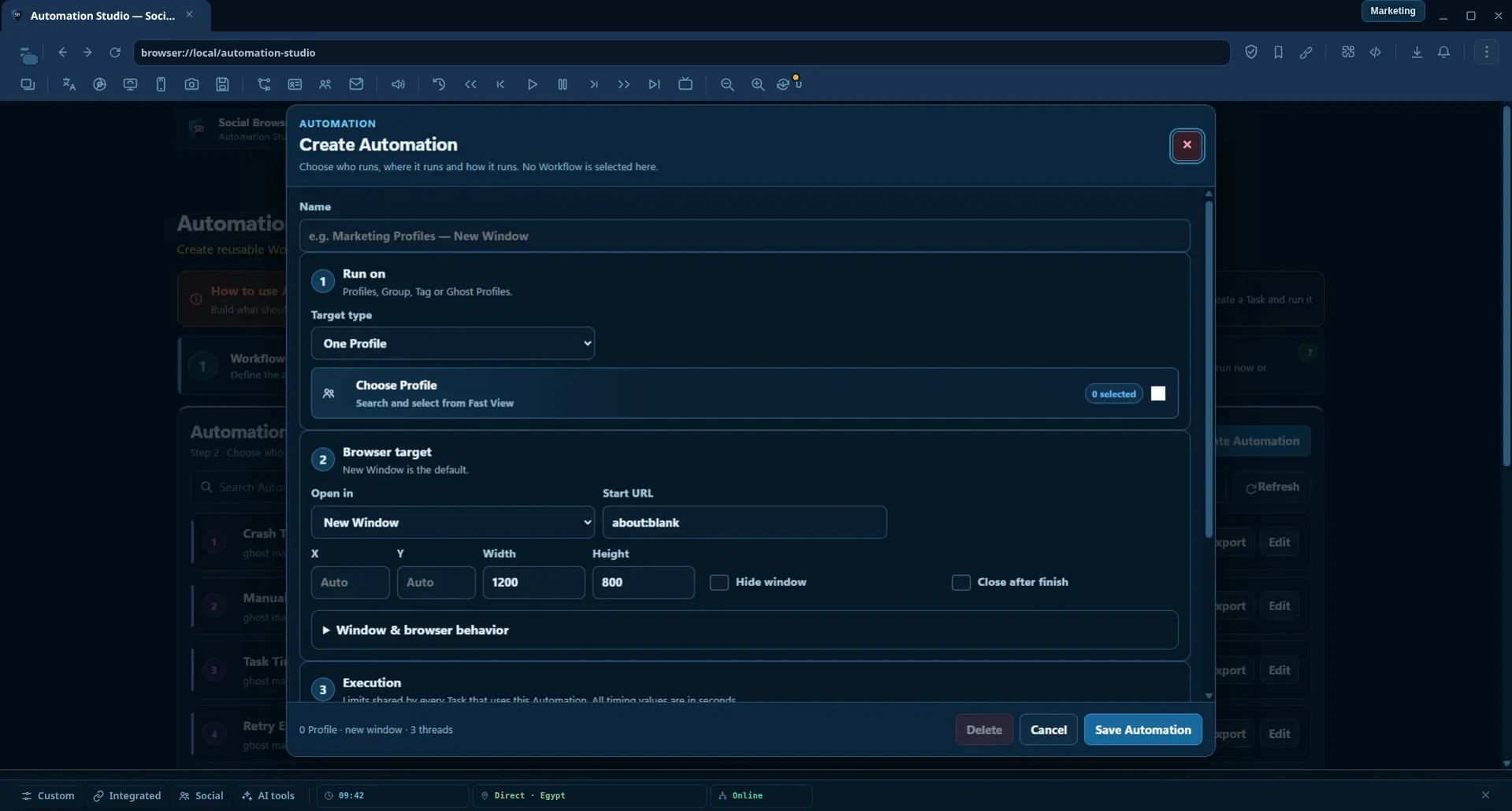 Automation Studio — Create Automation