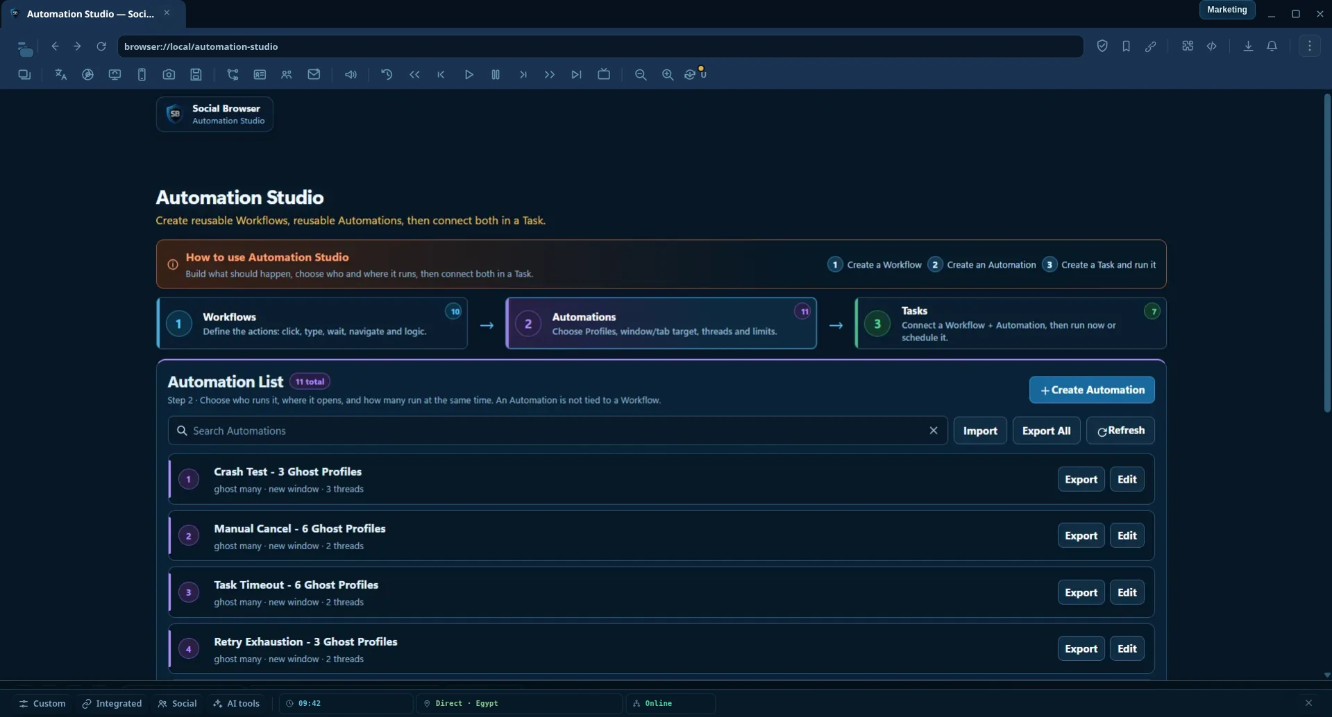 Automation Studio — Task List