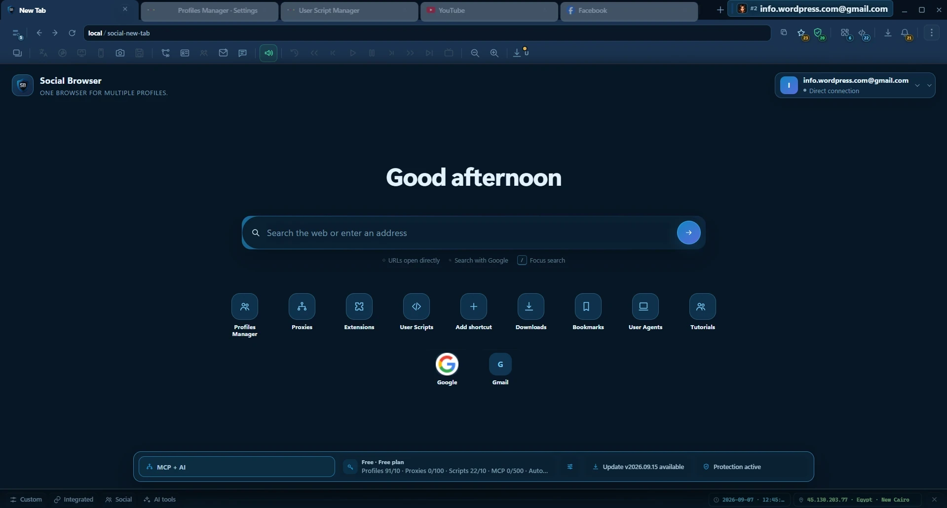 Social Browser Home and New Tab