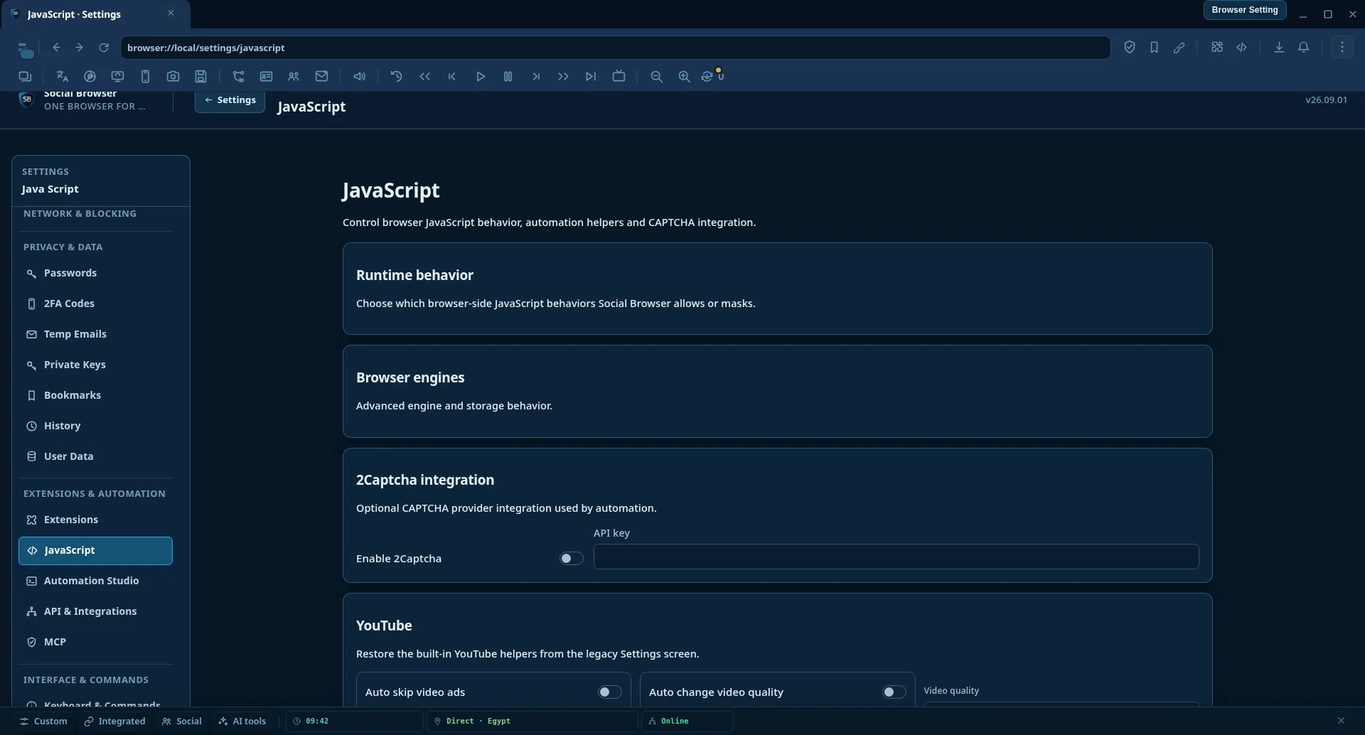JavaScript &amp; Browser Control