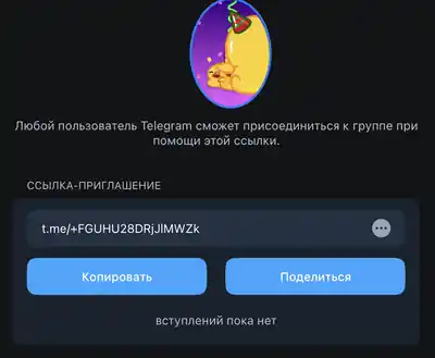 Telegram invite link settings example