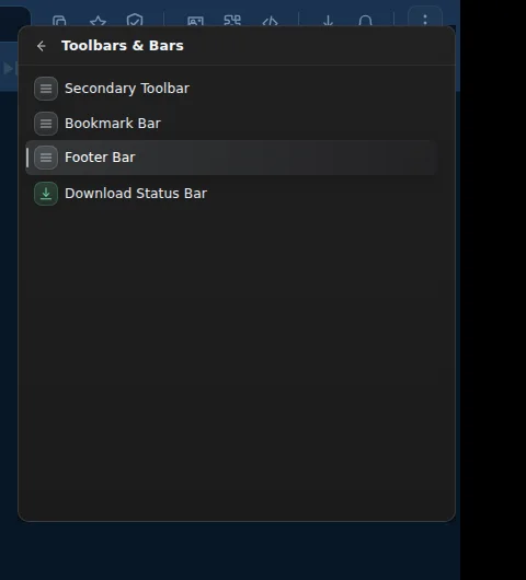 لقطة حقيقية من Toolbars & Bars وفيها شريط العلامات والأدوات وحالة التحميل