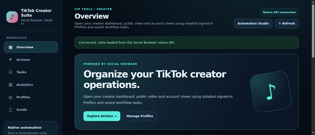 Actual tiktok extension dashboard preview