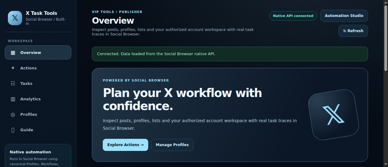 Actual x extension dashboard preview